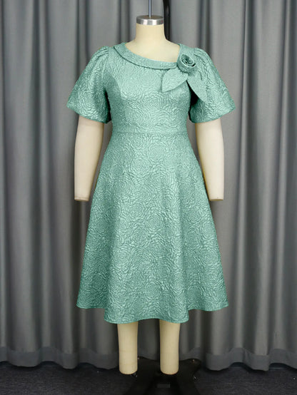 Women Plus Size Jacquard Dress A-Line Party Banquet Dress Cocktail Dress
