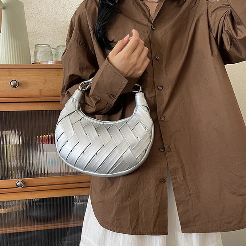 Woven Bird's Nest Bag Brand Creative Design Dumpling Shape Comfortable Fabric Commuter Shoulder Messenger Bag