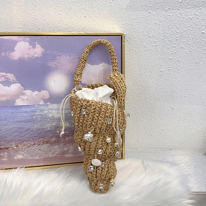 Luxury Hand-woven Shell Bag Women Seaside Conch Shell Messenger Bag