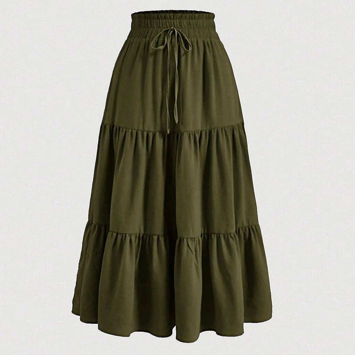 Women's Patchwork Solid Color Loose Skirt; Commuting Casual Cake Skirt; Elastic Waist Elegant Skirt