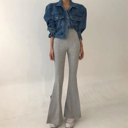 Denim Coats Jackets Women Puff Long Sleeve Y2k Clothes Cropped Jacket