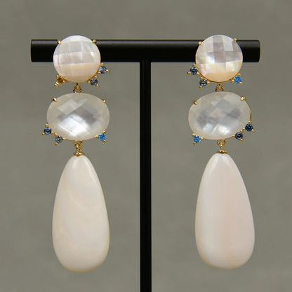 Natural White Sea Shell Pearl Stud Earrings Dangle Earring Handmade Gift Earring For Women