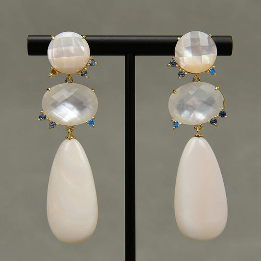 Natural White Sea Shell Pearl Stud Earrings Dangle Earring Handmade Gift Earring For Women