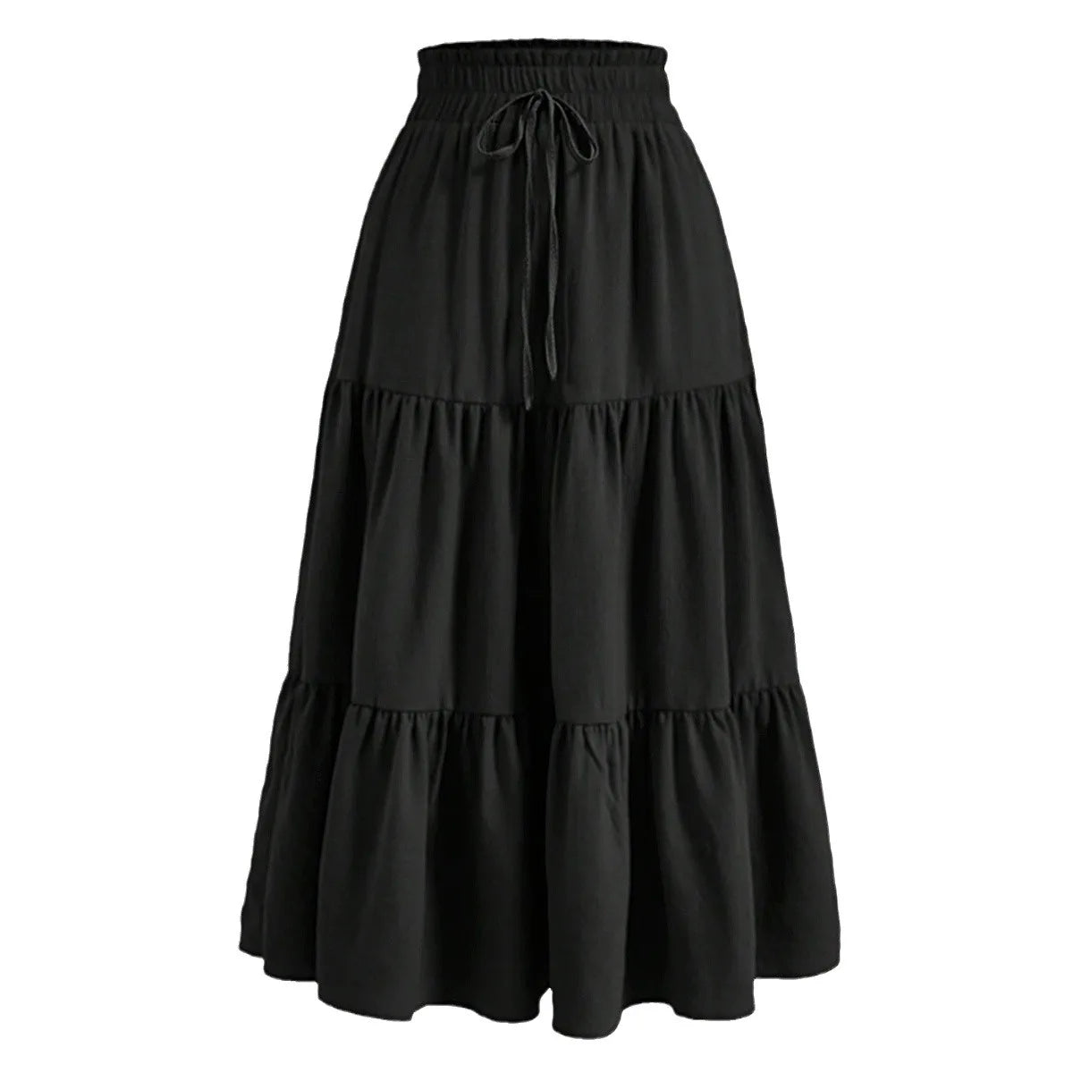 Women's Patchwork Solid Color Loose Skirt; Commuting Casual Cake Skirt; Elastic Waist Elegant Skirt