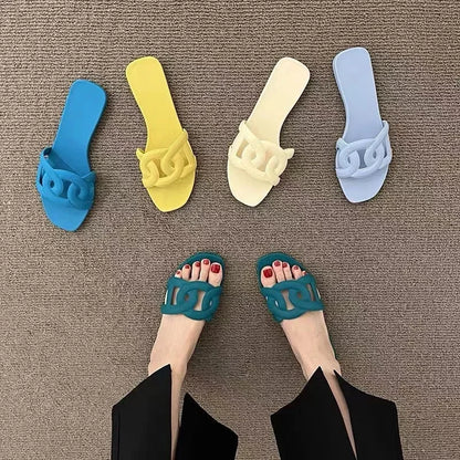 Women Dressy Flat Slippers Comfort Flip-flops Flat Slides Casual Summer Shoes