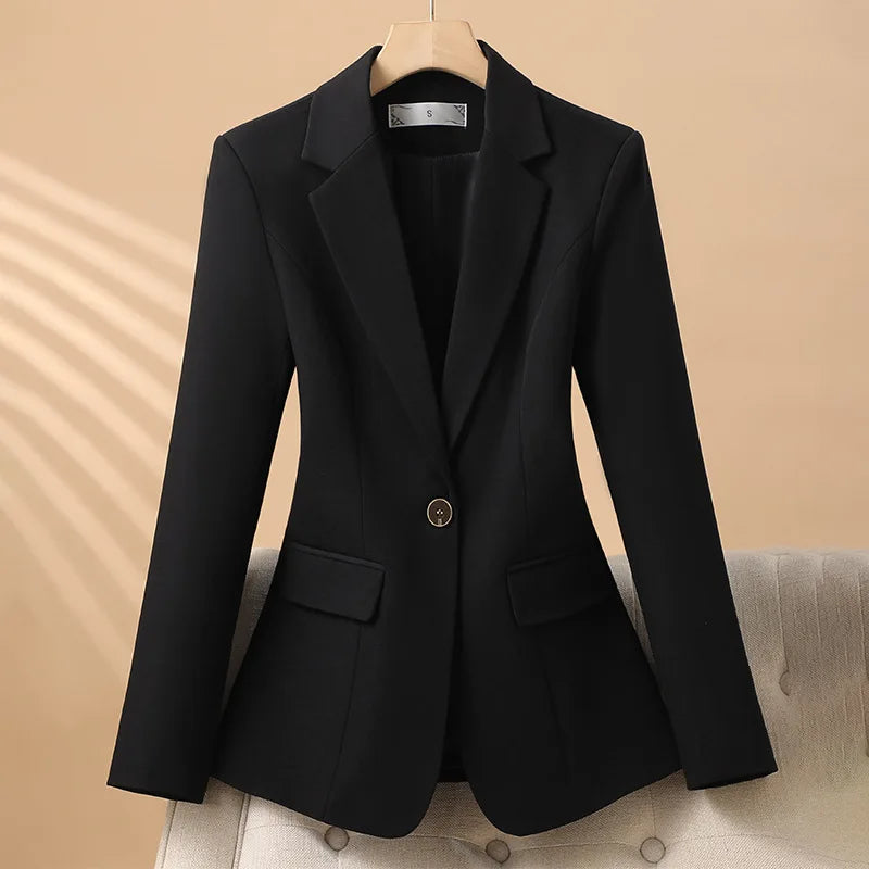 Women Office Blazer Casual Single Button Long Sleeve Office Coat