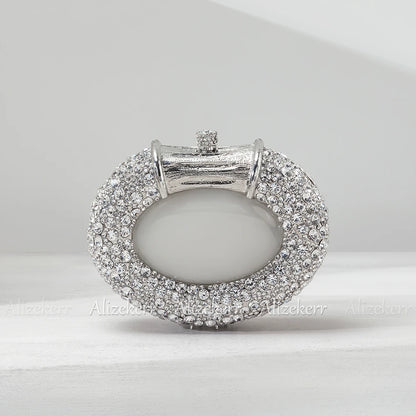 Oval Shaped Crystal Evening Bag Women Boutique Gorgeous Classy Diamond Clutch Purses And Handbags Bridal Wedding Party