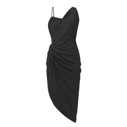 Women's Solid Color Sexy Slit Maxi Smocked One Shoulder Evening Dress