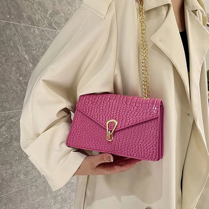 Crocodile Pattern Shoulder Bags For Women Chains Square Bag Crossbody Handbag