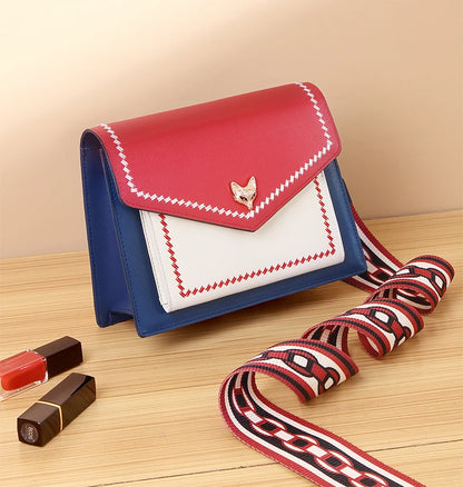 Women Fashion Crossbody Bag Lady Split Leather +PU Small Shoulder Bag Colorful Flap Bag