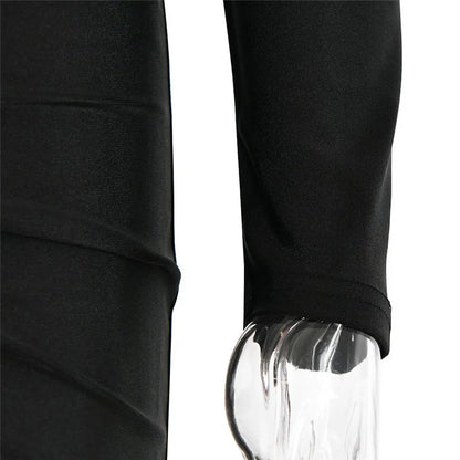 Hollow Out Long Sleeve Maxi Dress For Women Metal Buckle Bodycon Cocktail Dress
