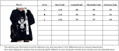 Gothic Casual Oversized Knitted Jumpers Grunge Cartoon Sweater Y2k Aesthetic Pullover