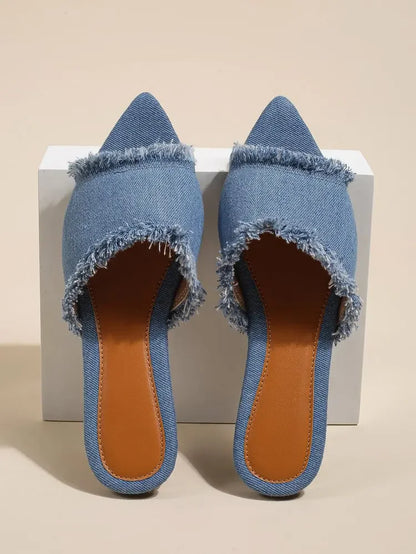 Women Flats Cowboy Slippers Summer Femme Pointed Toe Flip Flops