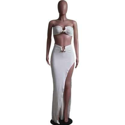 European and American women's casual fashion sexy irregular skirt suit beach dress Resort Wear