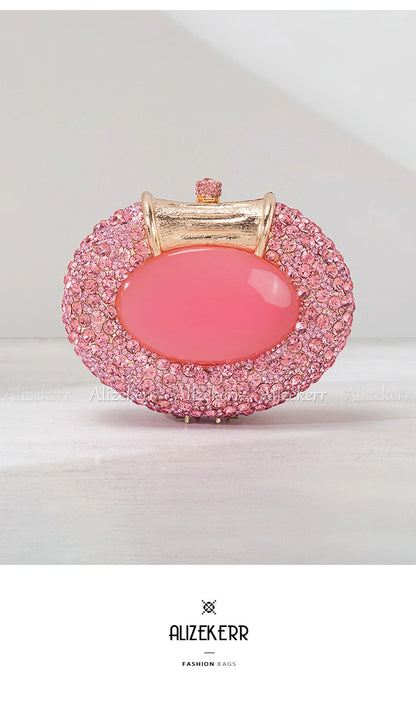 Oval Shaped Crystal Evening Bag Women Boutique Gorgeous Classy Diamond Clutch Purses And Handbags Bridal Wedding Party