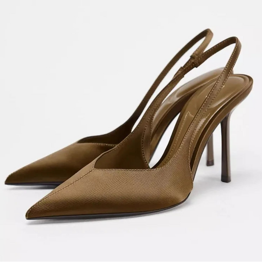 Women High Heels Pointed Toe Slippers Slingback Heels
