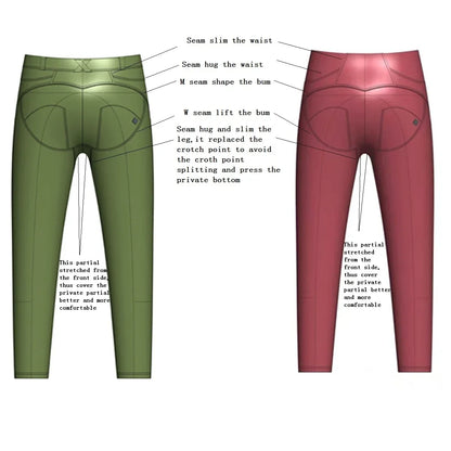 Glossy Pants High-Waisted Metallic Leather Leggings Scrunch Butt Pants for Women