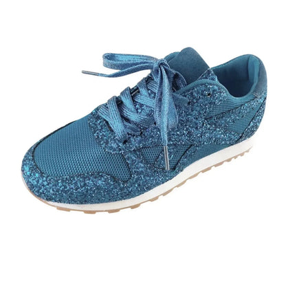 Women Flat Sneakers Casual Bling Vulcanized Shoes Women Mesh Lace Up Shoes