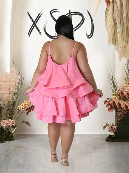 Plus Size Elegant Chic Large Women Dress Satin Summer Sexy Party Dress