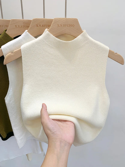 Women Knitted Tank Top Sweater Short Sleeveless Pullover Top