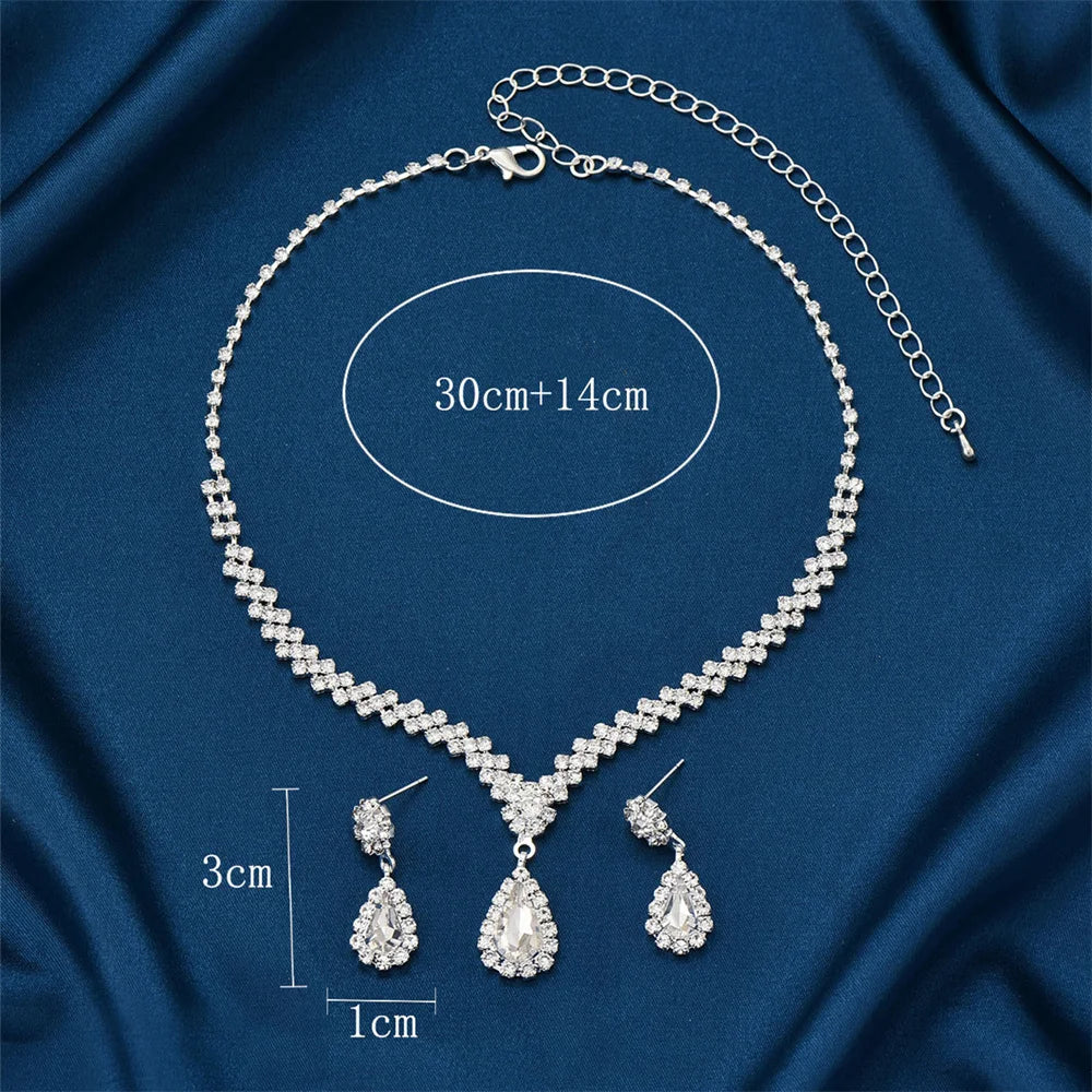 V-shaped Luxurious Necklace Inlaid Rhinestone Jewelry Sets for Women