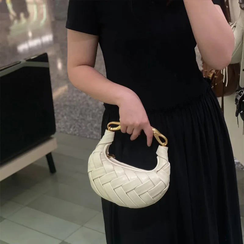 Woven Bird's Nest Bag Brand Creative Design Dumpling Shape Comfortable Fabric Commuter Shoulder Messenger Bag