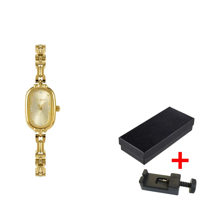 Vintage Bracelet Watch Unique Japanese Movement Waterproof Oval Small Gold Watch for Women's Luxury Jewelry