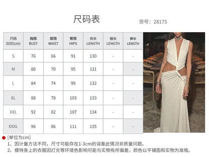 Party Maxi Dress Hollow Out Sexy Slit Evening Dresses for Woman V-neck Off-the-shoulder Sleeveless Formal Prom Gown