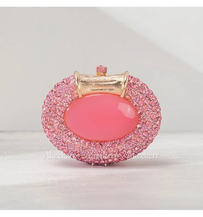 Oval Shaped Crystal Evening Bag Women Boutique Gorgeous Classy Diamond Clutch Purses And Handbags Bridal Wedding Party