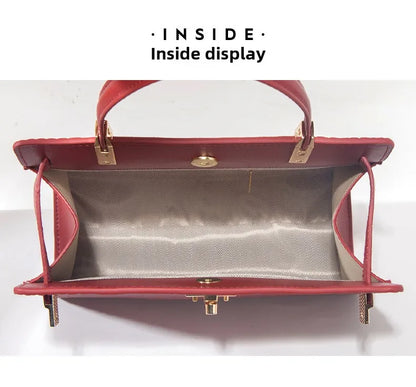 Genuine Leather Women's Bag, Red Mother's Shoulder Bag