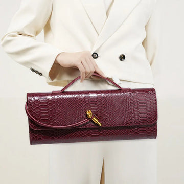 Luxury Design Top-Handle Bag For Women Evening Handbag Long Purse, Crocodile Pattern Crossbody Shoulder Bag