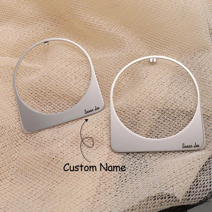 Large Hoop Earring with Custom Name Middle East Dubai 18K Gold Plated Stainless Steel Earrings