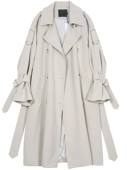 Autumn Long Soft Flowy Trench Coat for Women Sashes Sleeve Double Breasted Korean Fashion