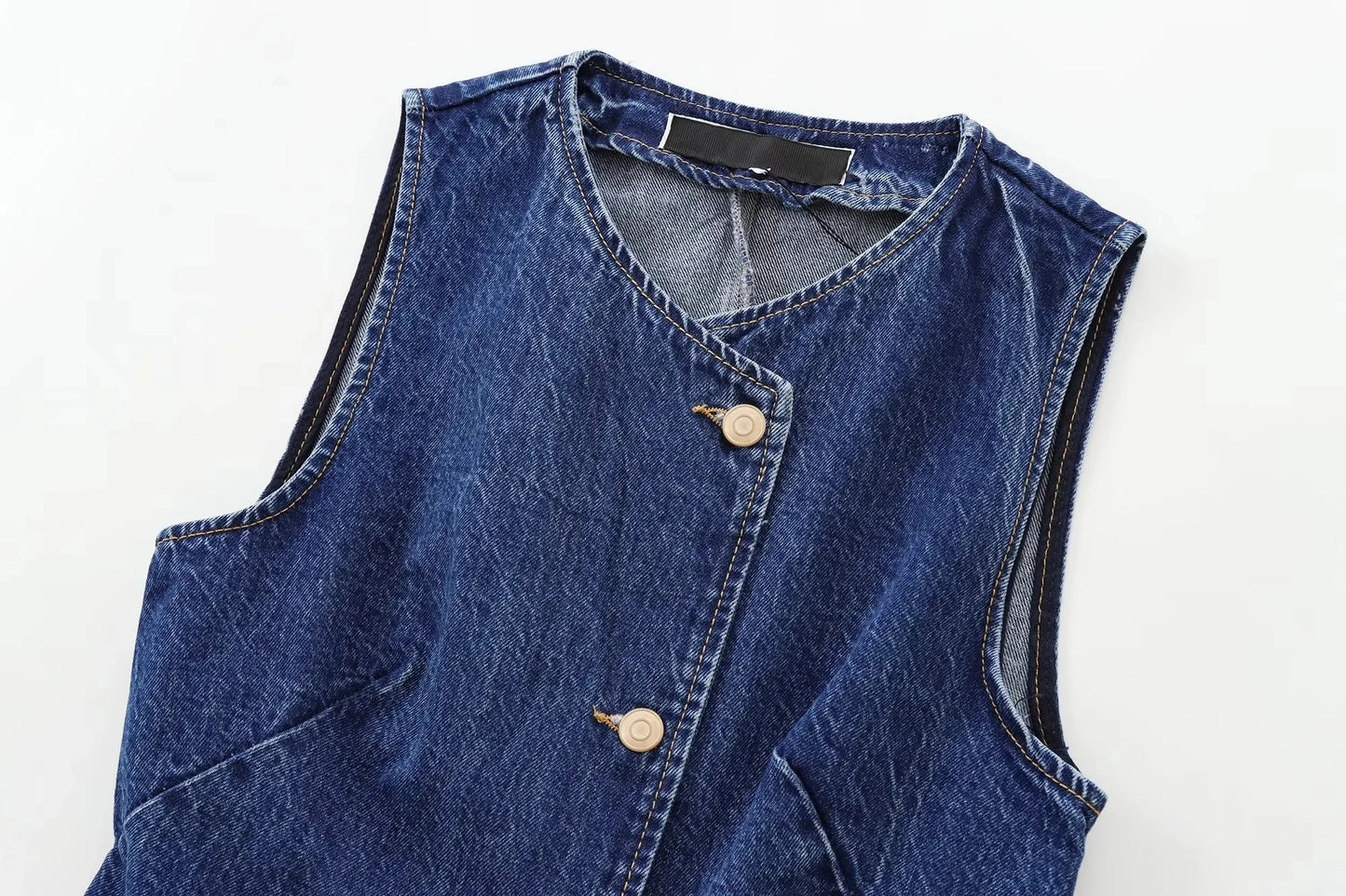 Women's Short Vest Blue Denim Vest Top Casual Cropped Sleeveless Top