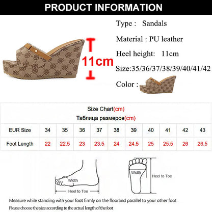 Design Wedge Heel Sandals Women Summer Chunky Platform Mule Wedge Slippers