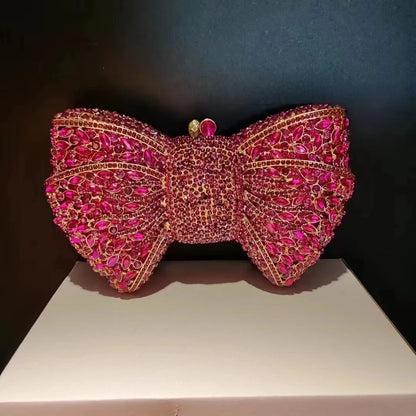 Rhinestone Green/Black Clutch Purse Bow Luxury Diamond Evening Clutches Wedding Bridal Bag