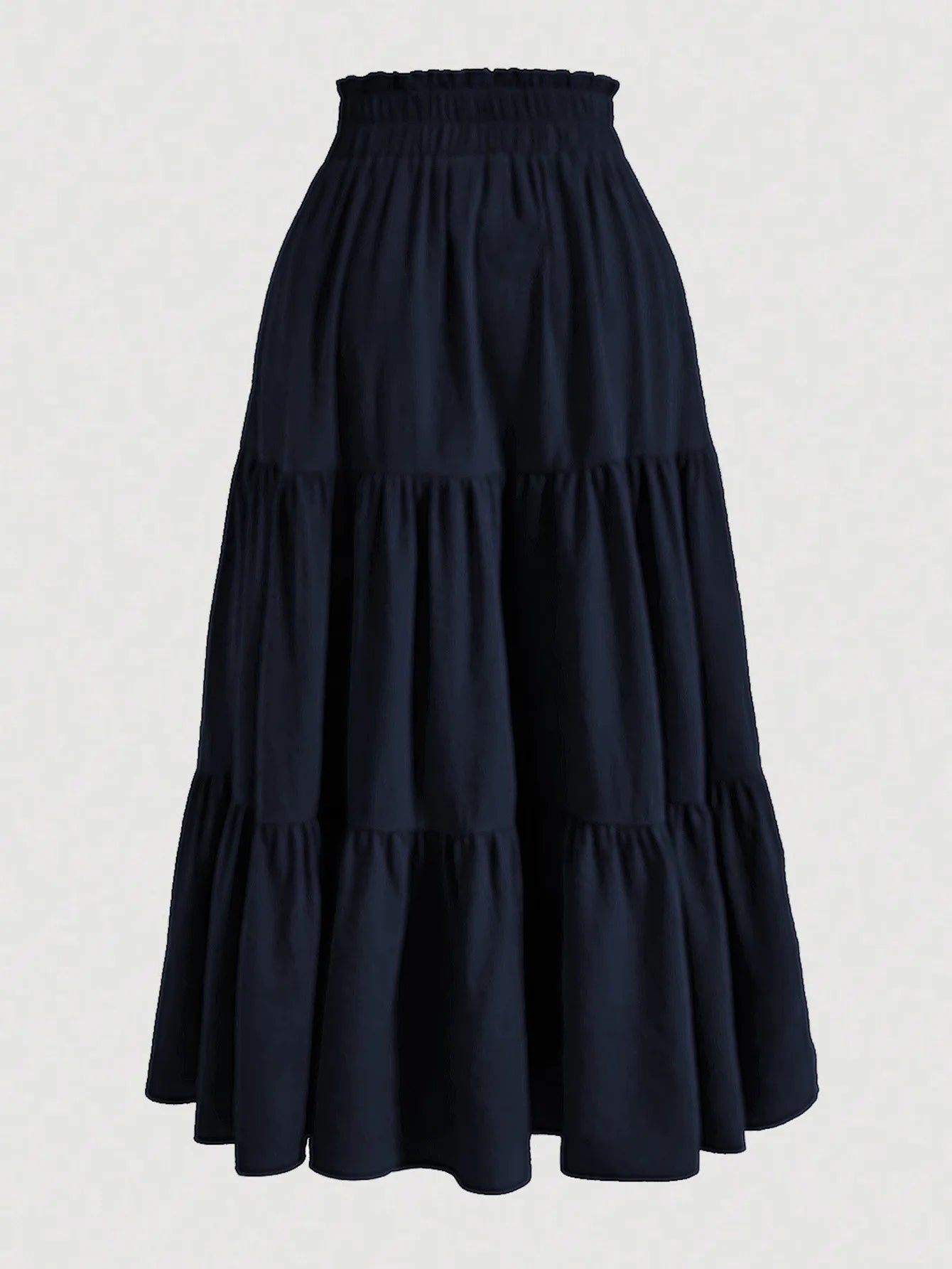 Women's Patchwork Solid Color Loose Skirt; Commuting Casual Cake Skirt; Elastic Waist Elegant Skirt