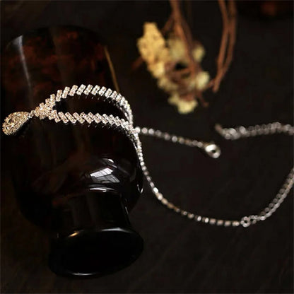 V-shaped Luxurious Necklace Inlaid Rhinestone Jewelry Sets for Women