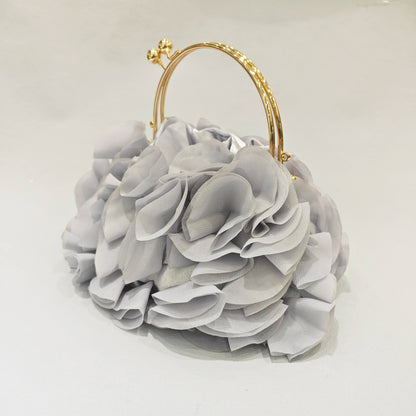 Red/White Bridal Flower Evening Clutch Bag Floral Wedding Party Purses