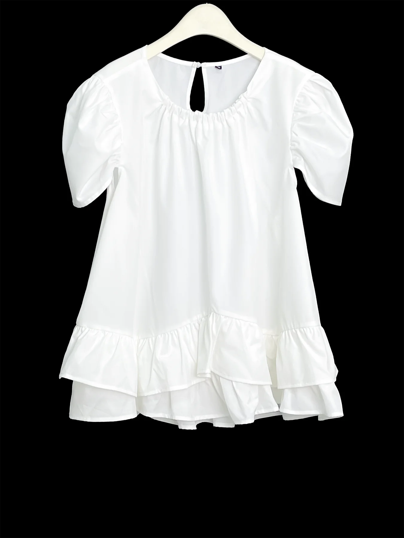 Plus size women's Blouse spring & summer simple fairy style puff sleeves top