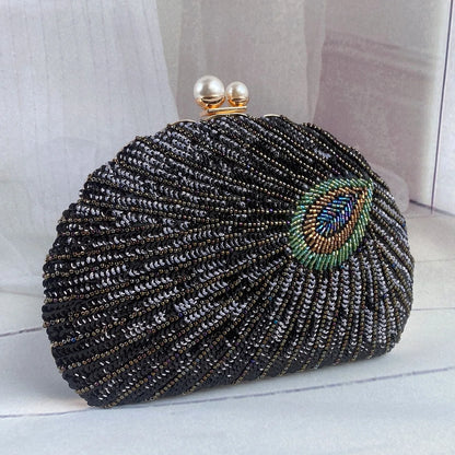 Retro Heavy Craft Beaded Embroidery Evening Portable Bag