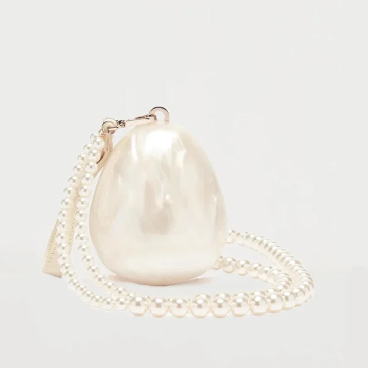 Egg Shaped Women Acrylic Bag Cute Pearl Evening Luxury Clutch