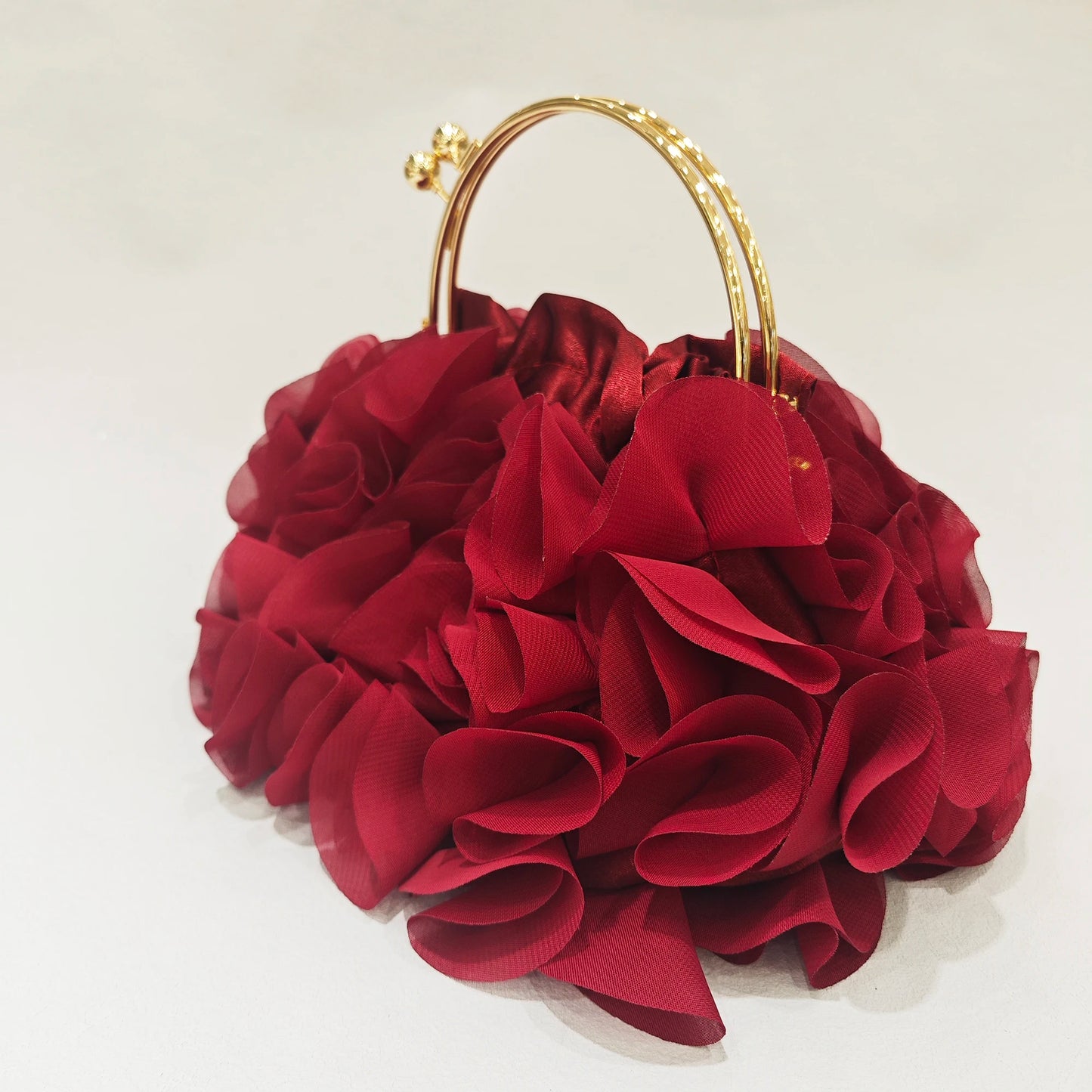 Red/White Bridal Flower Evening Clutch Bag Floral Wedding Party Purses