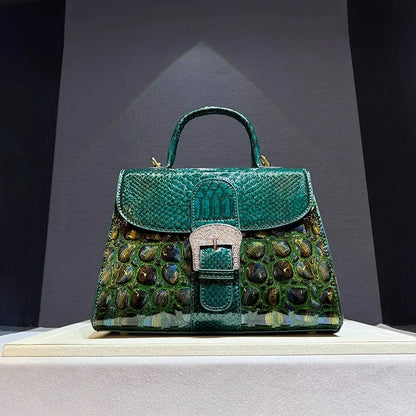 Quality Cowhide Shoulder Crossbody Bag Women's Alligator Print Handbag