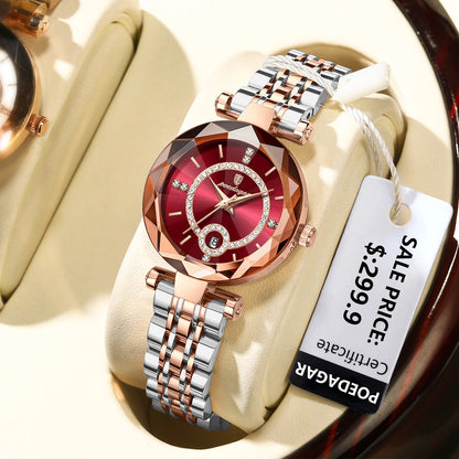 High Quality Luxury Diamond Ladies Quartz Watch Waterproof Stainless Steel + Box