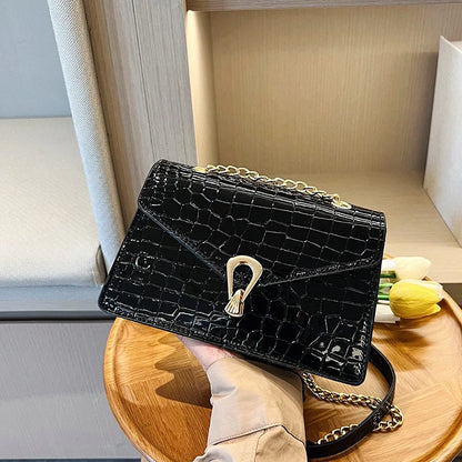 Crocodile Pattern Shoulder Bags For Women Chains Square Bag Crossbody Handbag