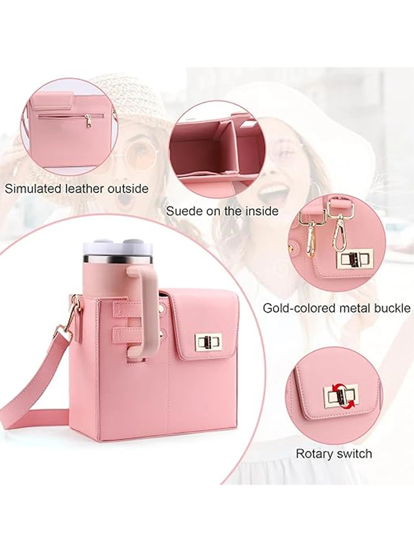 Outdoor portable crossbody water bottle storage bag single shoulder solid color