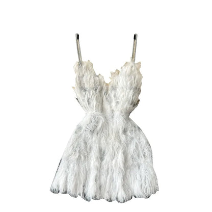 Solid Halter Women Dress All Match Off Shoulder Dresses Sexy Elegant Tassel Mini Dress