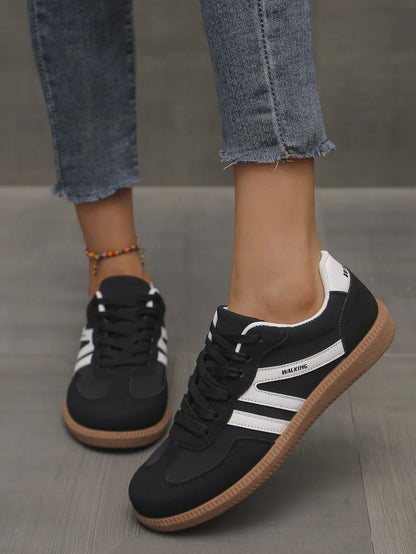 Mix Color Women's Autumn Sneakers Fashion Splicing Flat Heel Vulcanized Shoes Female Lace-Up Sneakers