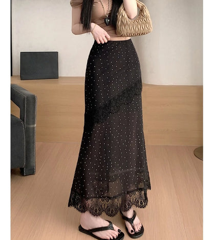 Polka Dot Lace Skirt Printed Women's Wrap Skirts for Women